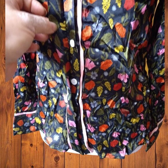 Taylor Tillman Women's Small Floral Button Front Blouse Collared Colorful - Picture 3 of 5